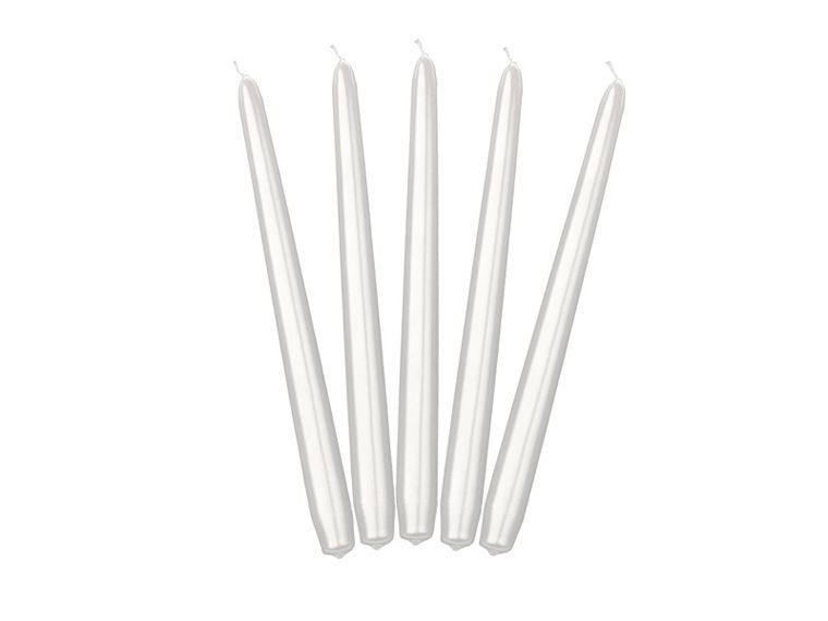 PartyDeco, świeca stożkowa metalizowana, perłowa, 24 cm, 10 szt.