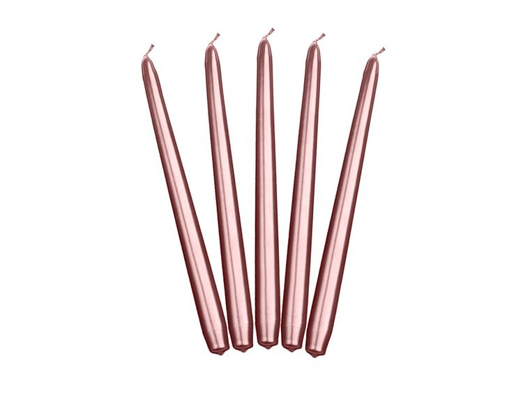 PartyDeco, świeca stożkowa metalizowana, różowe złoto, 24 cm, 10 szt.