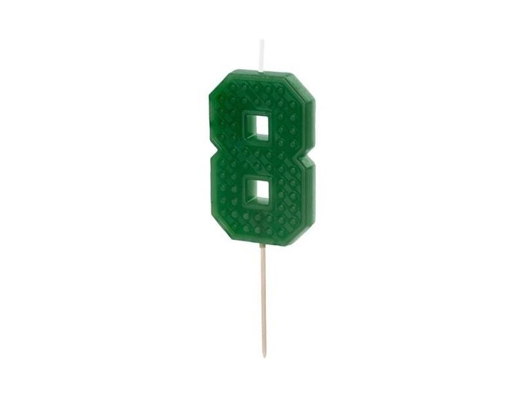 Partydeco, świeczka urodzinowa, cyfra 8, zielona, 6 cm