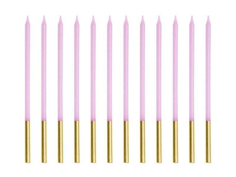 PartyDeco, świeczki urodzinowe, fioletowe, 14 cm, 12 szt.