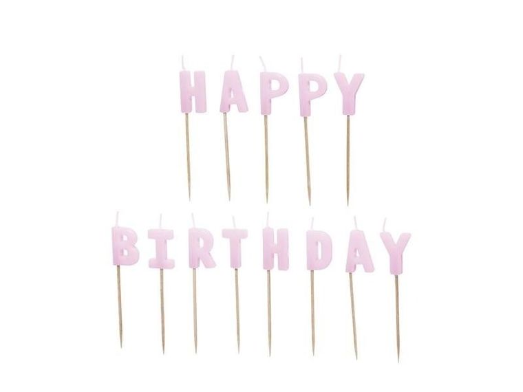 PartyDeco, świeczki urodzinowe, Happy Birthday, fioletowe, 2,5 cm, 13 szt.