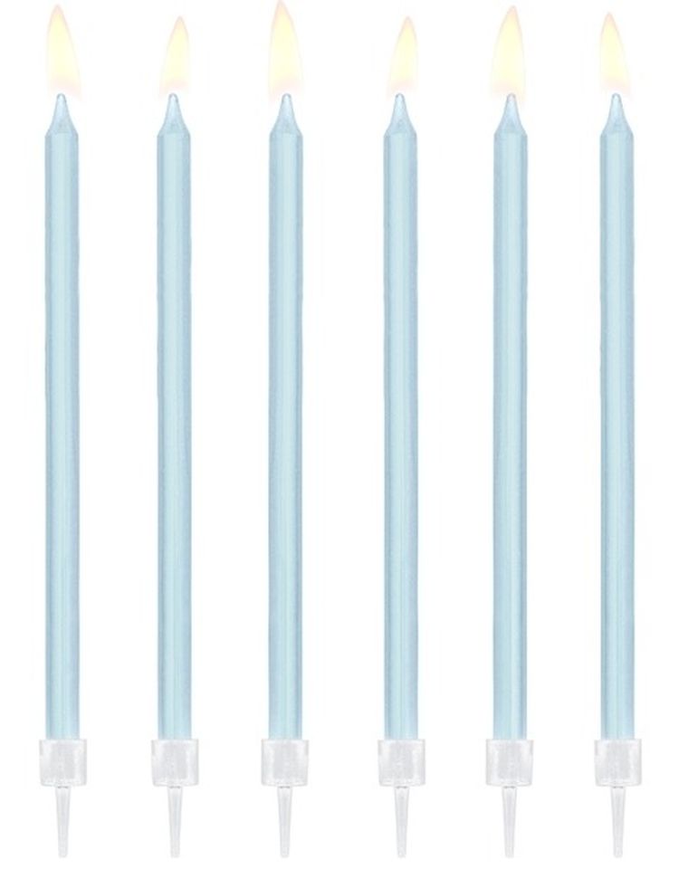 PartyDeco, świeczki urodzinowe na tort, gładkie, jasno-niebieskie, 14 cm, szt.
