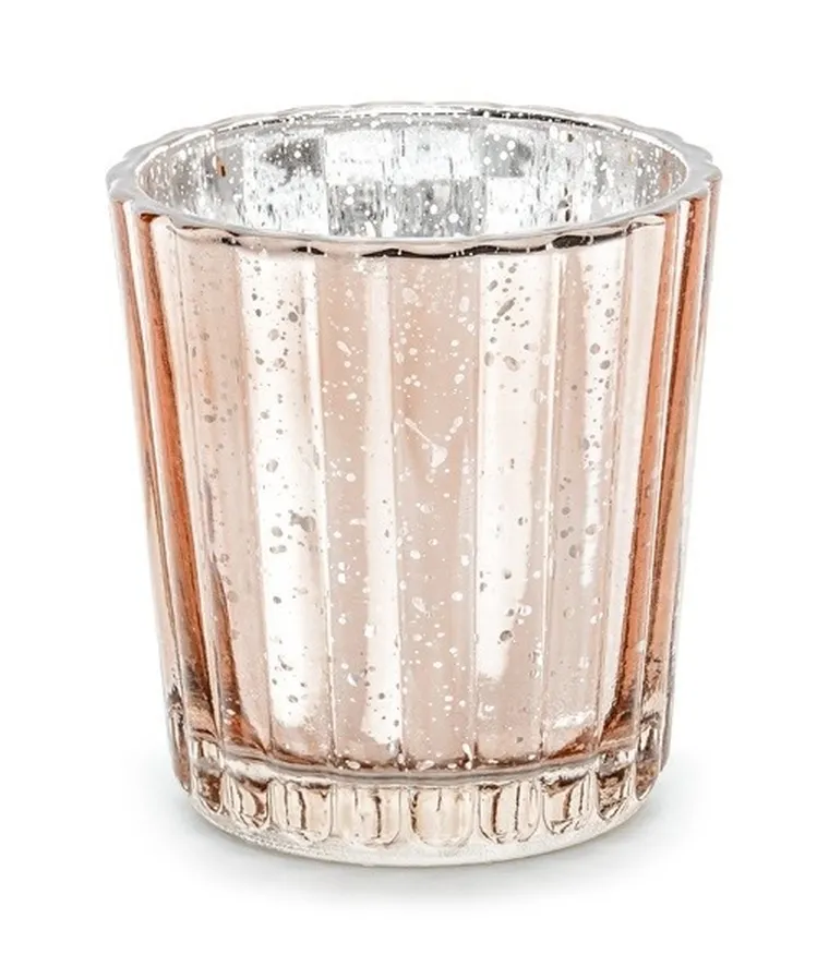 PartyDeco, świecznik, różowe złoto, 6 cm, 4 szt.