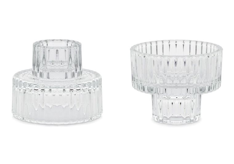 PartyDeco, świecznik szklany z rantem 2w1, 6.5-5.5 cm, 4 szt.