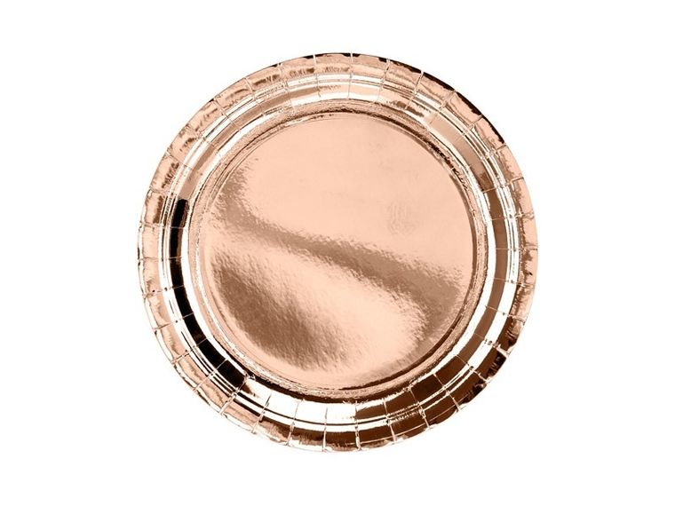 PartyDeco, talerzyki okrągłe, różowe złoto, 23 cm, 6 szt.