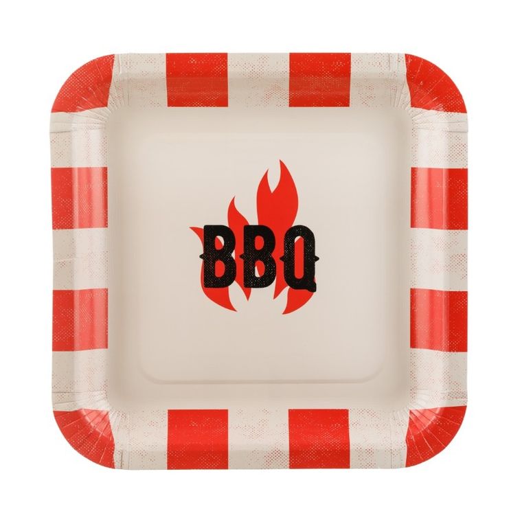 PartyDeco, talerzyki papierowe, bbq, 26-26 cm, 6 szt.