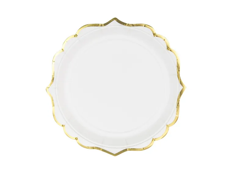 PartyDeco, talerzyki papierowe, biały, 18,5 cm, 6 szt.