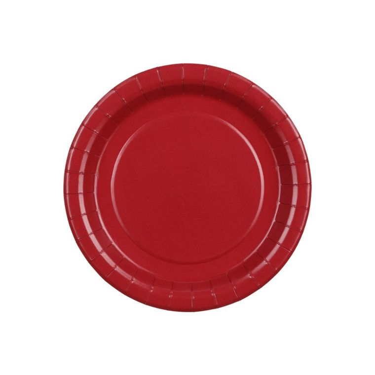 PartyDeco, talerzyki papierowe, ciemny czerwony, 18 cm, 6 szt.