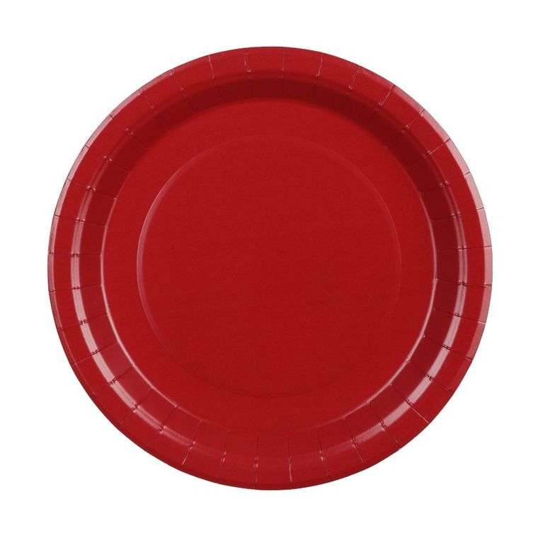 PartyDeco, talerzyki papierowe, ciemny czerwony, 23 cm, 6 szt.