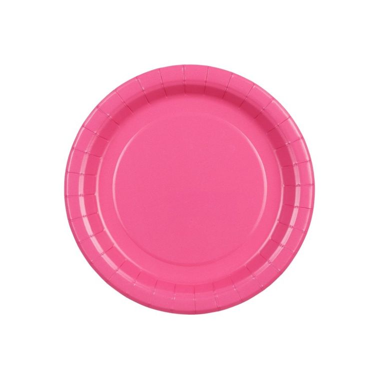 PartyDeco, talerzyki papierowe, ciemny różowy, 18 cm, 6 szt.
