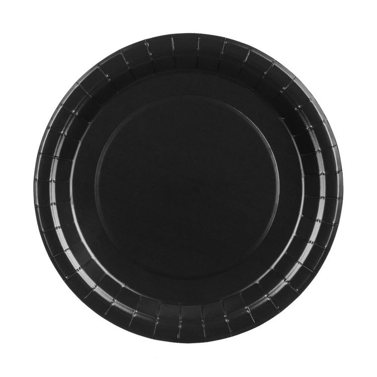 PartyDeco, talerzyki papierowe, czarny, 23 cm, 6 szt.
