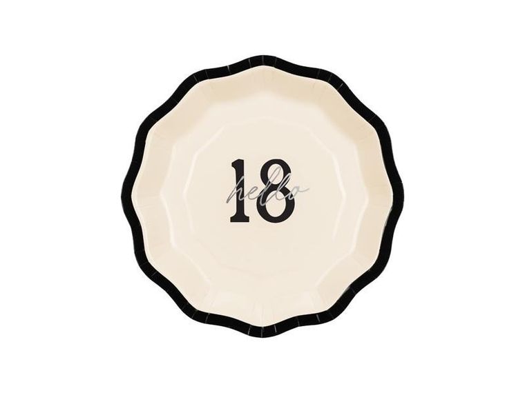 PartyDeco, talerzyki papierowe, Hello 18, 18 cm, 6 szt.