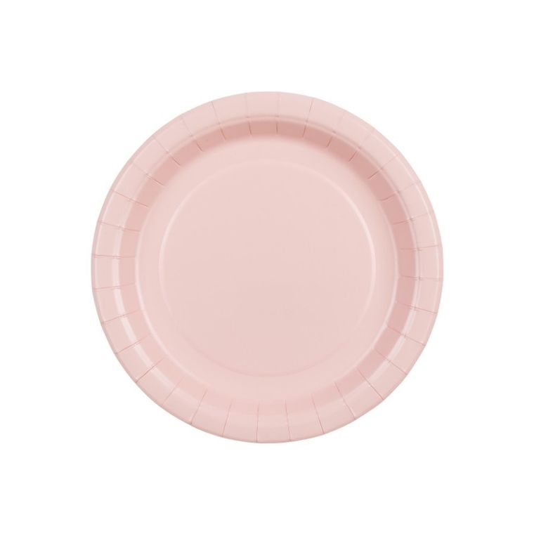PartyDeco, talerzyki papierowe, jasny różowy, 18 cm, 6 szt.
