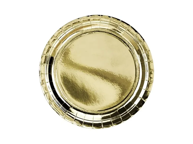 PartyDeco, talerzyki papierowe, złote, 23 cm, 6 szt.