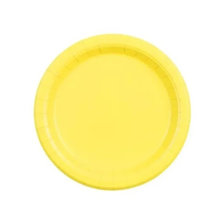 PartyDeco, talerzyki papierowe, żółty, 18 cm, 6 szt.