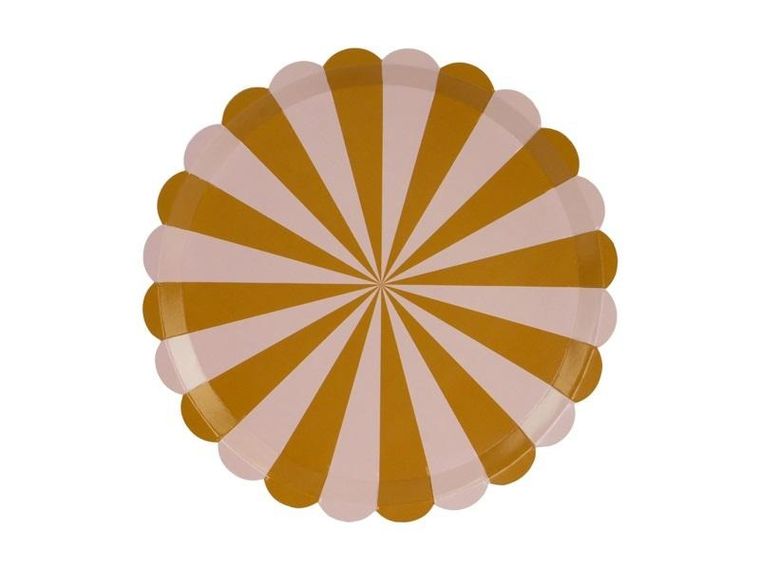 PartyDeco, talerzyki, paski, 21 cm, 6 szt.