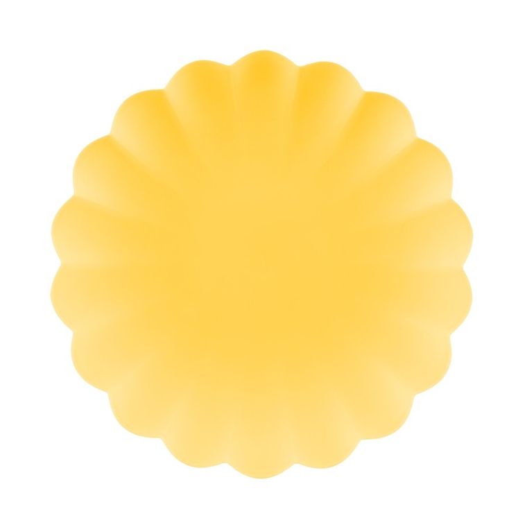 PartyDeco, talerzyki plastikowe, falbanka, żółte, 22-22 cm, 4 szt.