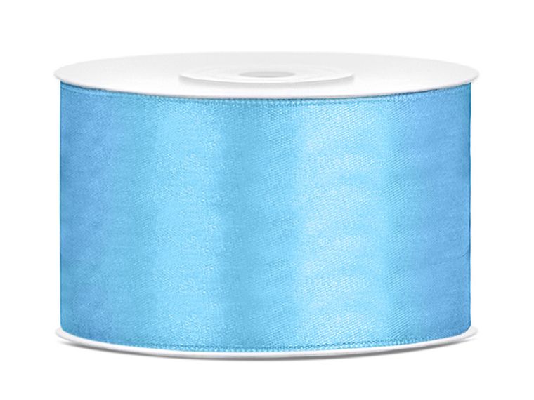 PartyDeco, tasiemka ozdobna satynowa, błękitna, 38 mm, 25 m