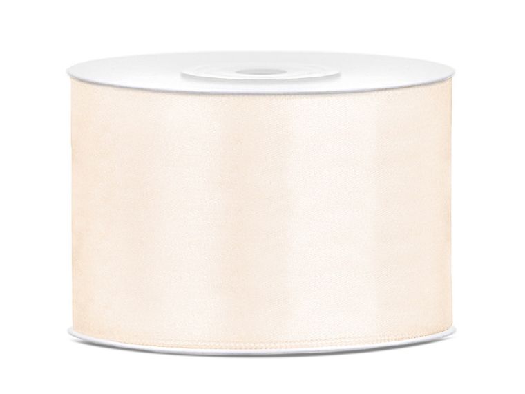 PartyDeco, tasiemka ozdobna satynowa, jasny kremowy, 50 mm, 25 m