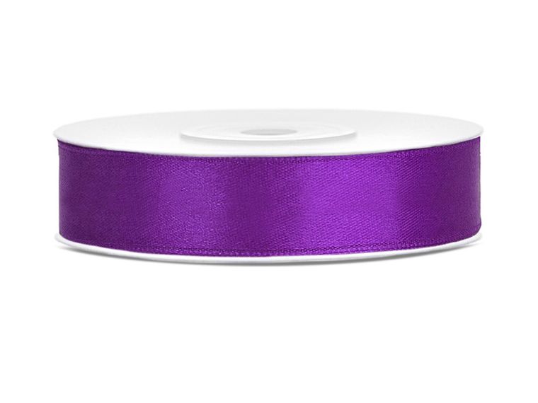 PartyDeco, tasiemka ozdobna satynowa, purpura, 12 mm, 25 m