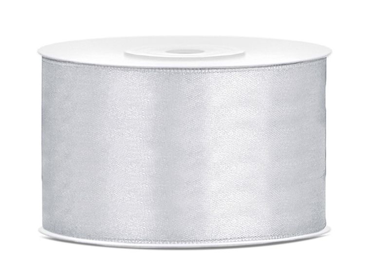 PartyDeco, tasiemka ozdobna satynowa, srebrny, 38 mm, 25 m
