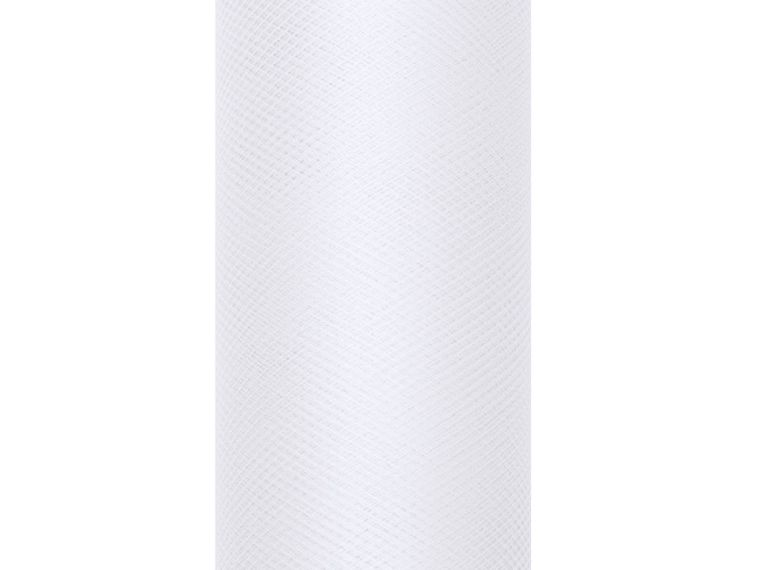 PartyDeco, tiul do dekoracji gładki, biały, 0,30-9 m