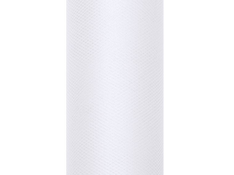 PartyDeco, tiul do dekoracji gładki, biały, 0,8-9 m