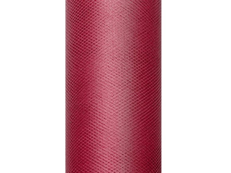 PartyDeco, tiul do dekoracji gładki, bordowy, 0,15-9 m