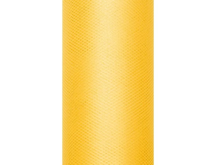 PartyDeco, tiul do dekoracji gładki, żółty, 0,15-9 m