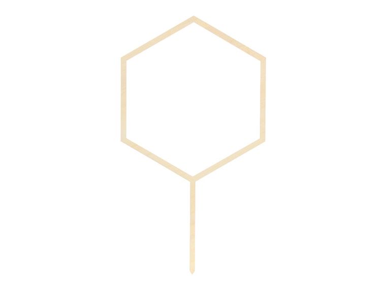 PartyDeco, topper drewniany Heksagon, 24 cm, 1 szt.