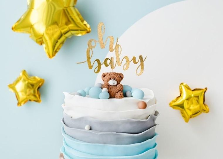 PartyDeco, topper na tort, oh baby, złoty 25 cm