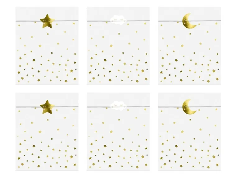 PartyDeco, torebki na słodycze Little Star, 13-14 cm, 6 szt.