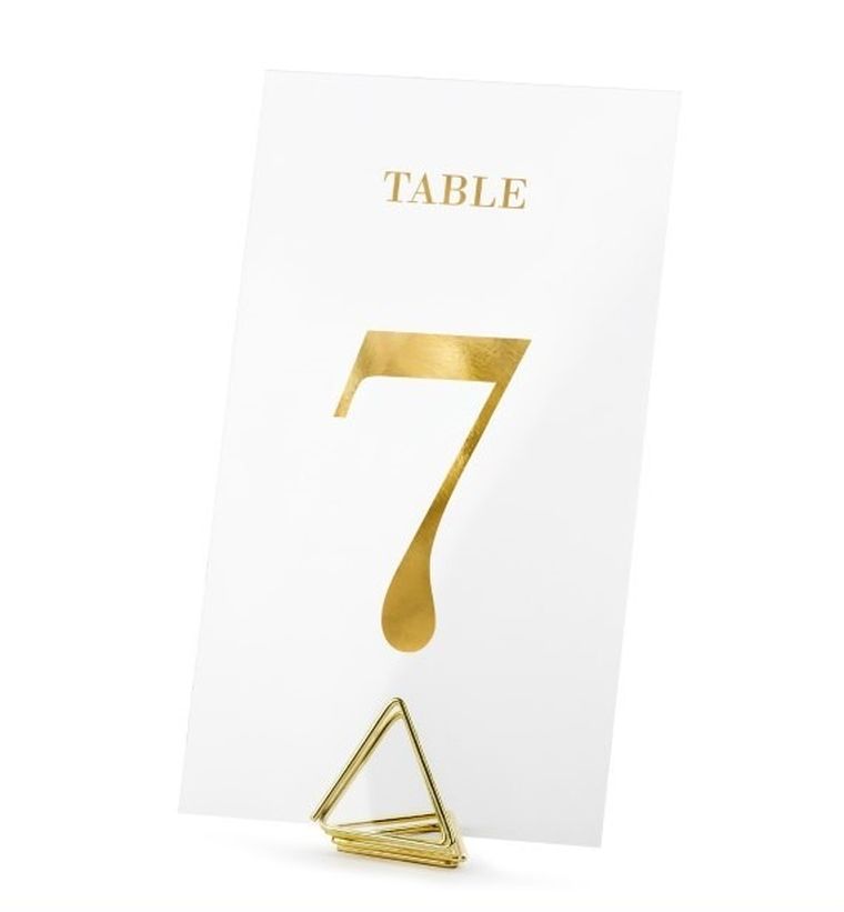 PartyDeco, transparentne numery na stół, złote, 7-12 cm, 20 szt.