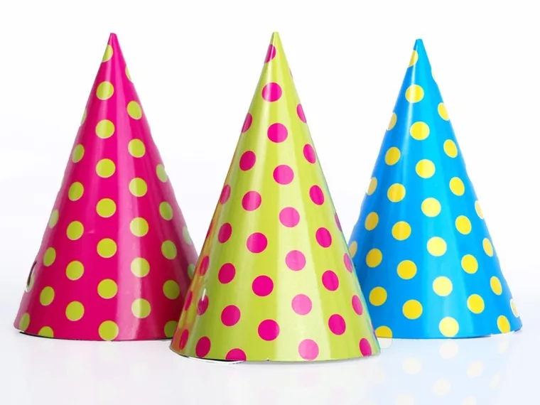 PartyDeco, urodzinowe czapeczki, kropki, mix, 6 szt.