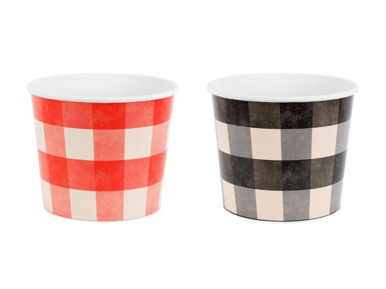 PartyDeco, wiaderka na przekąski, krata, 14 cm, 2 szt.