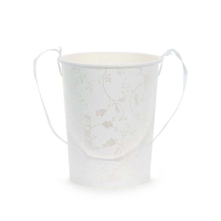 PartyDeco, wiaderko na płatki do sypania/konfetti, białe, ok. 13 cm