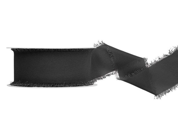 PartyDeco, wstążka szyfonowa, czarna, 40mmx10m