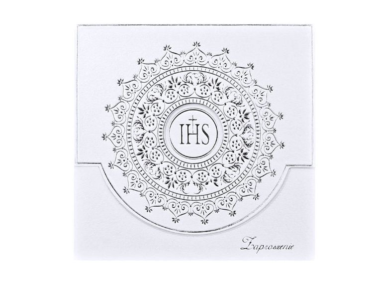 PartyDeco, zaproszenia komunijne z ornamentem, srebrne, 10 szt.