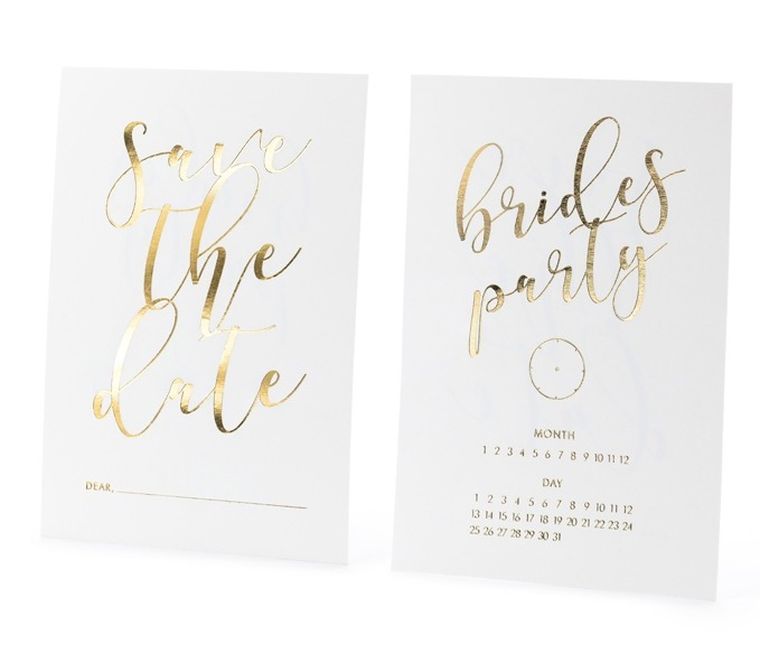 PartyDeco, zaproszenia na wieczór panieński, save the date, białe, 10 szt.