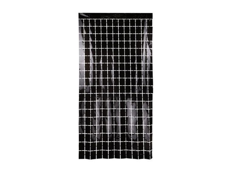PartyDeco, zasłona dekoracyjna, kurtyna party, kwadraty, czarna, 100-200 cm