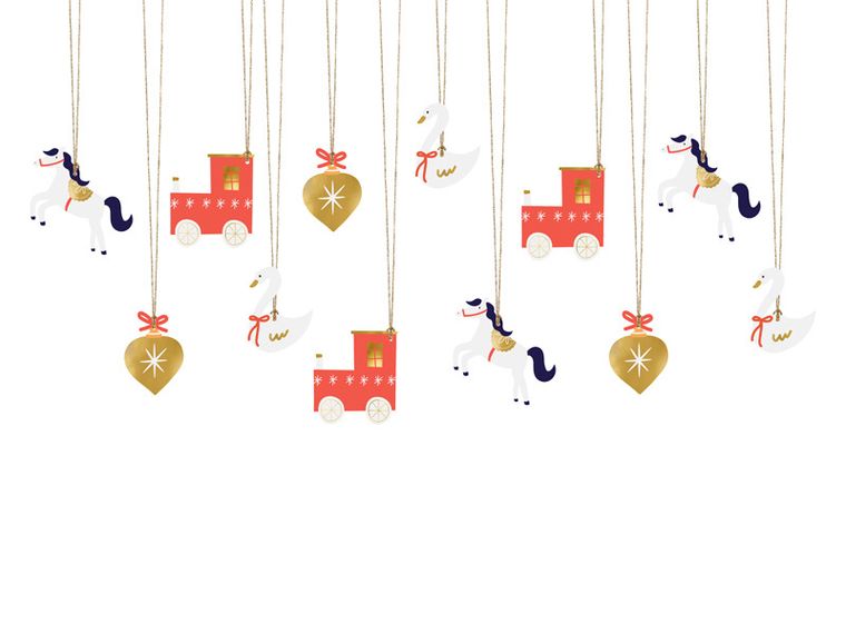 PartyDeco, zawieszki do prezentów, Ciuchcia, 12 szt.