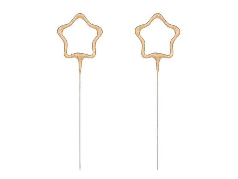 PartyDeco, zimne ognie Gwiazdki, złoty, 16.5 cm, 2 szt.