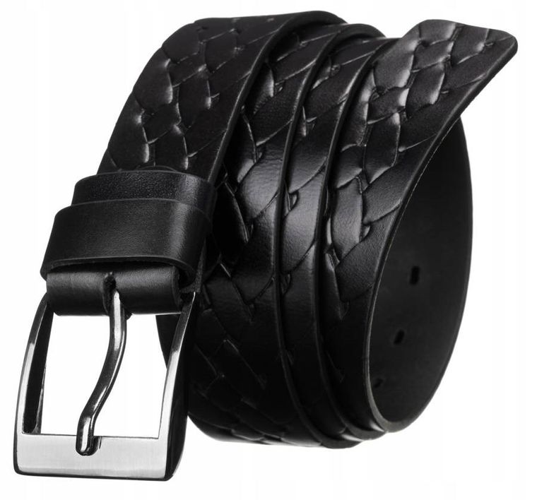 Pasek męski, czarny, skórzany, Peterson