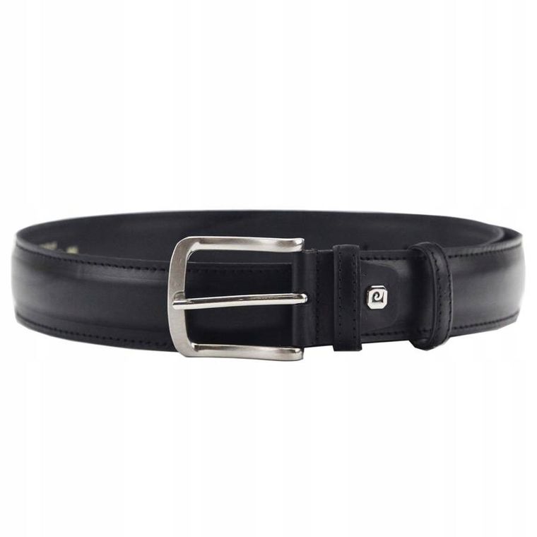 Pasek męski, czarny, skórzany, Pierre Cardin