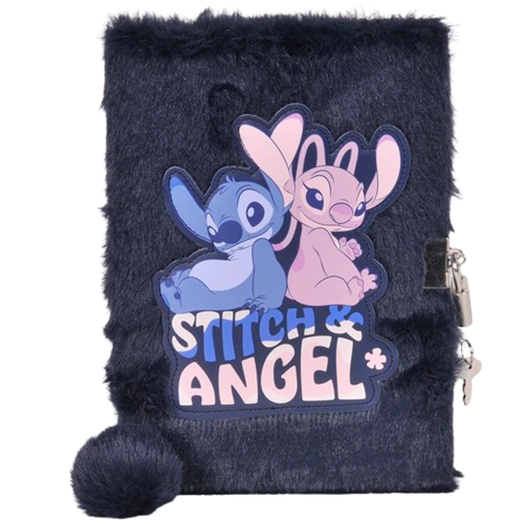 Paso, Lilo i Stitch, pamiętnik z kłódką, pluszowy, A5, 96 kartek, linia, granatowy, Stitch i Angel