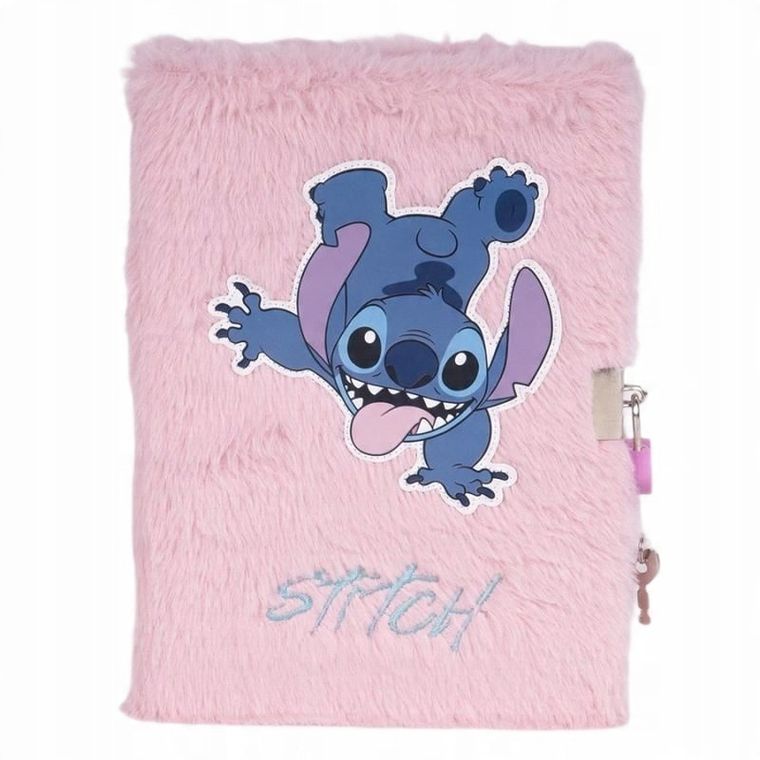 Paso, Lilo i Stitch, pamiętnik z kłódką, pluszowy, A5, 96 kartek, linia, różowy, Flowers
