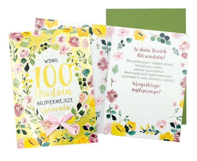 Passion Cards, kartka, urodziny 100, cyfry, kwiaty