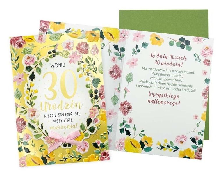 Passion Cards, kartka, urodziny 30, cyfry, kwiaty