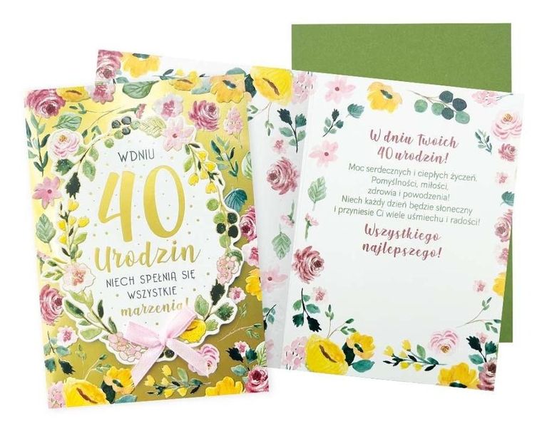 Passion Cards, kartka, urodziny 40, cyfry, kwiaty
