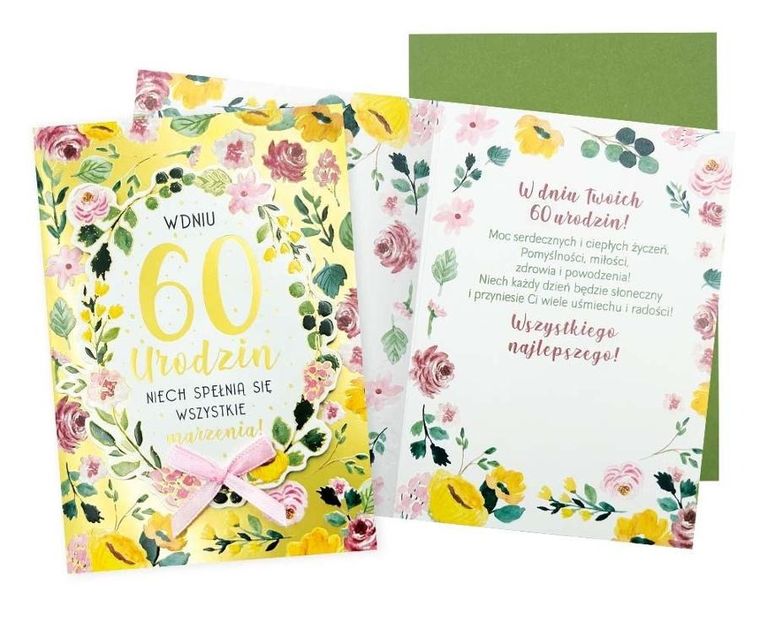 Passion Cards, kartka, urodziny 60, cyfry, kwiaty